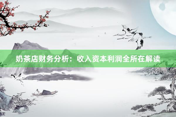 奶茶店财务分析：收入资本利润全所在解读