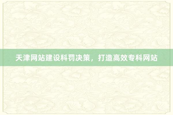 天津网站建设科罚决策，打造高效专科网站